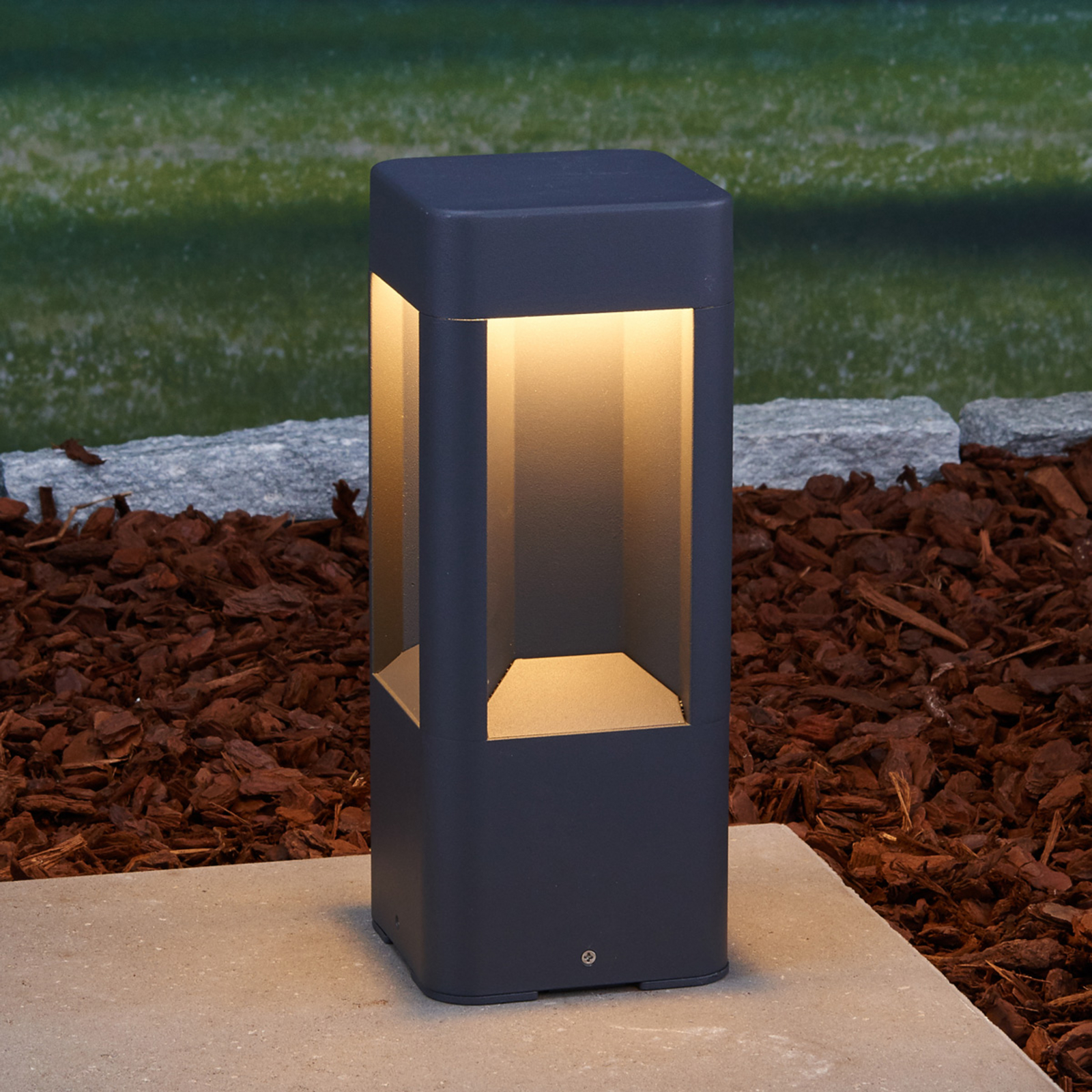 "Lucande" LED pjedestalo šviestuvas "Annika", antracitas, metalas, 30 cm